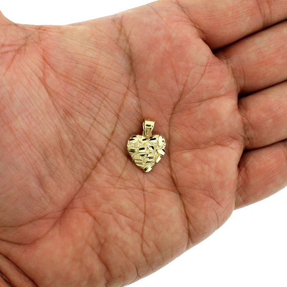 10K Real Gold Rope Chain and Nugget Heart Charm Pendant Set - Picture 3 of 11